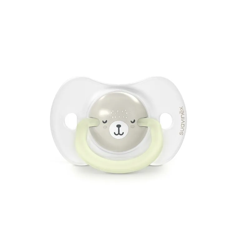 Suavinex, SX Pro, Wild & Free, smoczek fizjologiczny, beżowy, świecący, 6-18 m, 2 szt.