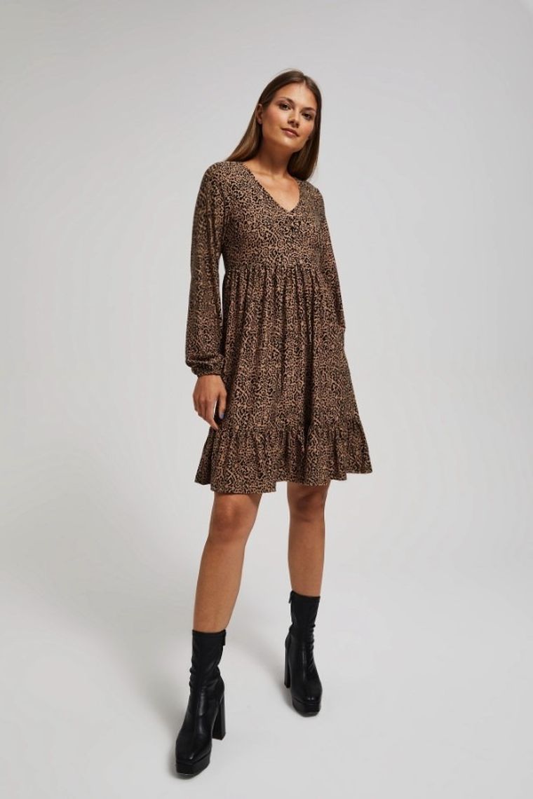 Sukienka damska, beżowa, Moodo