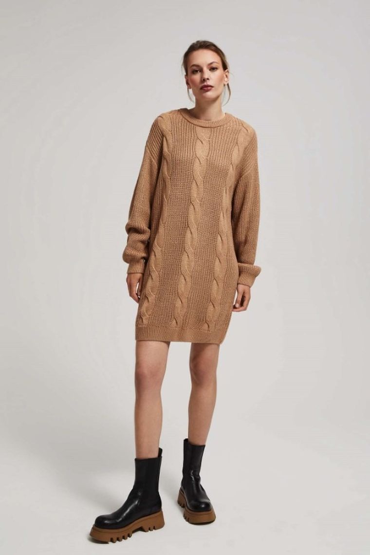 Sukienka damska, beżowa, Moodo