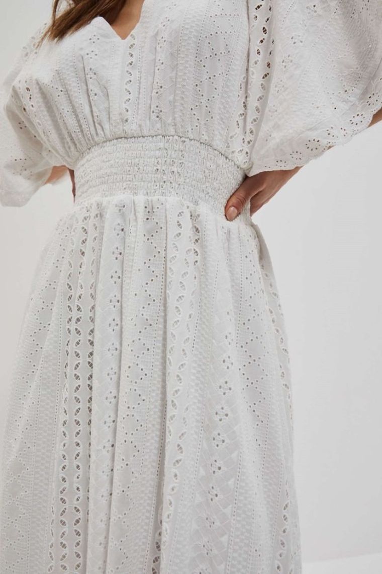 Sukienka damska, biała, Moodo