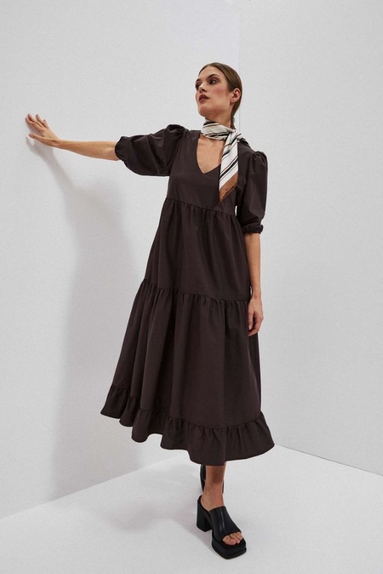 Sukienka damska, brązowa, Moodo