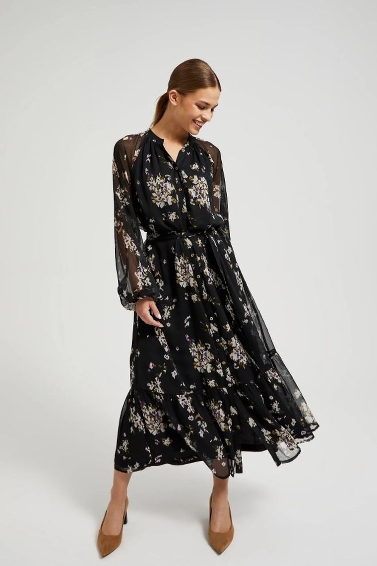 Sukienka damska, czarna, Moodo