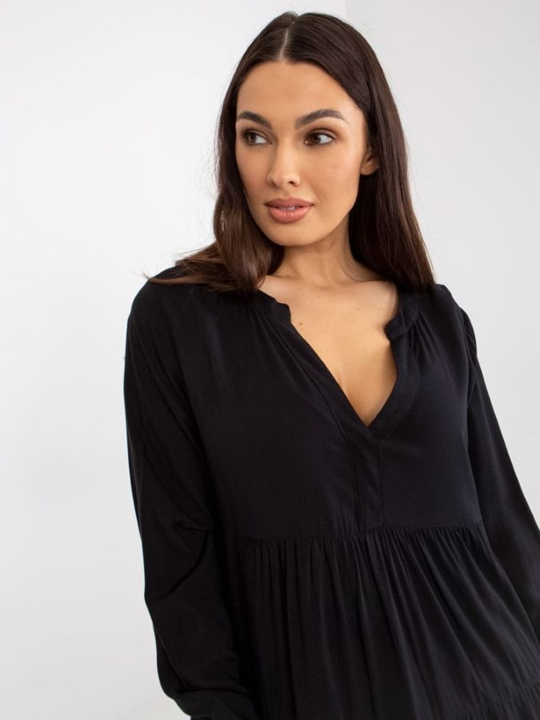 Sukienka damska z długim rękawem, czarna, Sublevel