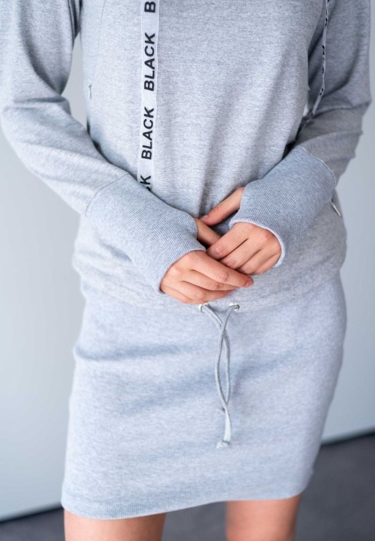 Sukienka damska z kapturem, ciążowa, szara, Miracle