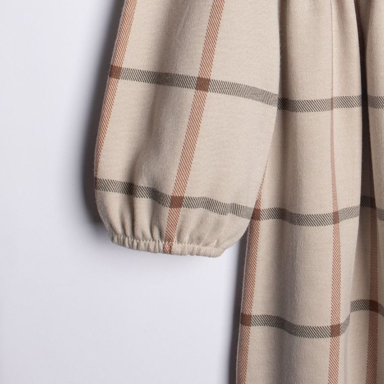 Sukienka dziewczęca z długim rękawem, beżowa, Nicol