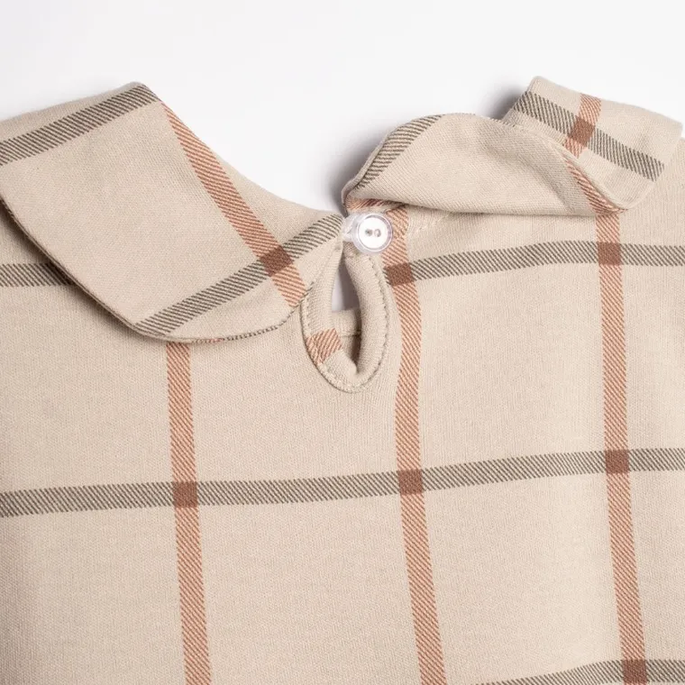 Sukienka dziewczęca z krótkim rękawem, beżowa, Nicol