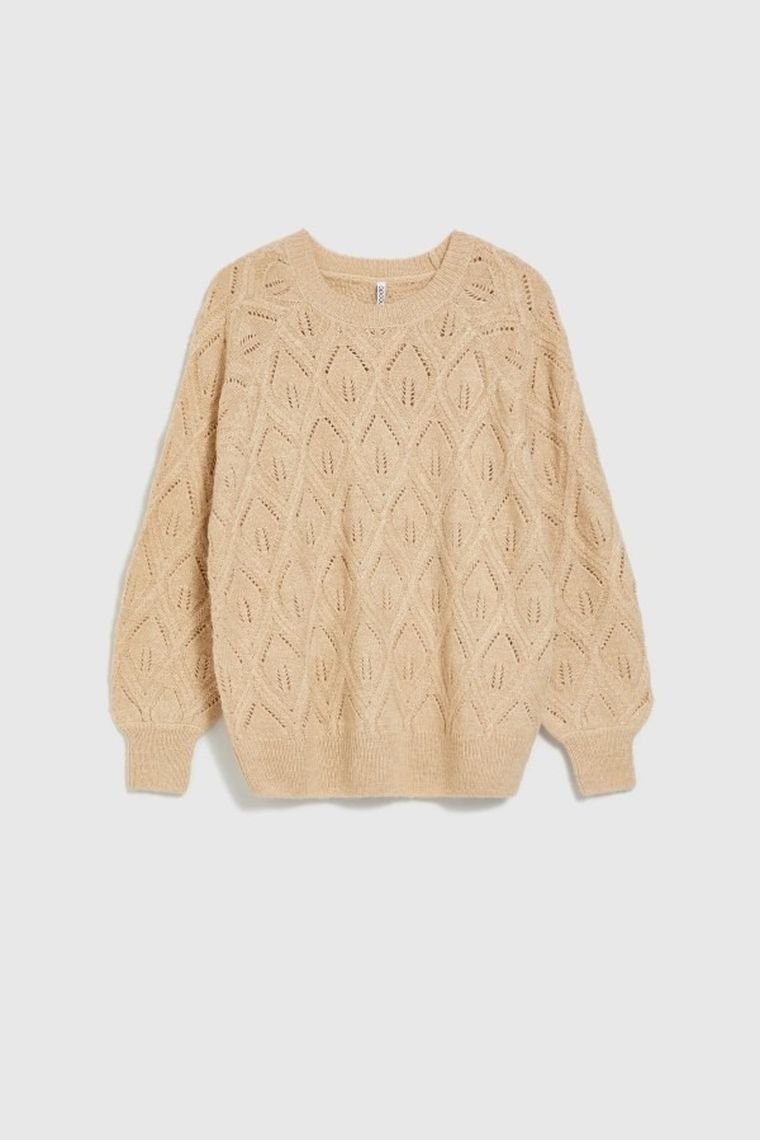 Sweter damski, beżowy, Moodo