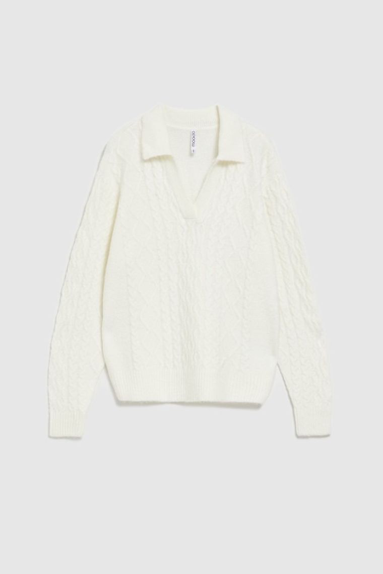 Sweter damski, biały, Moodo