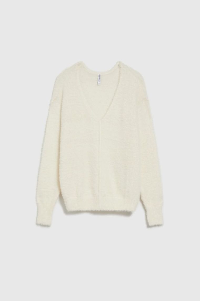 Sweter damski, biały, Moodo