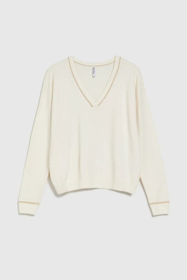 Sweter damski, biały, Moodo