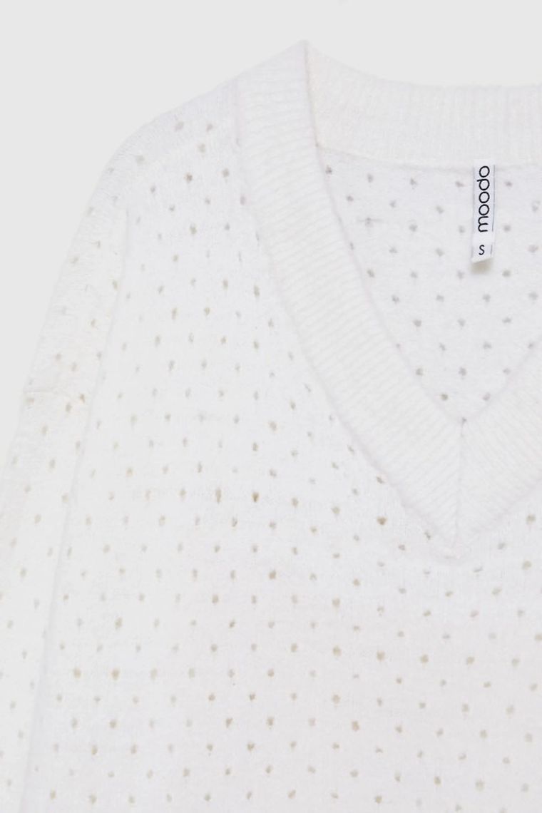 Sweter damski, biały, Moodo