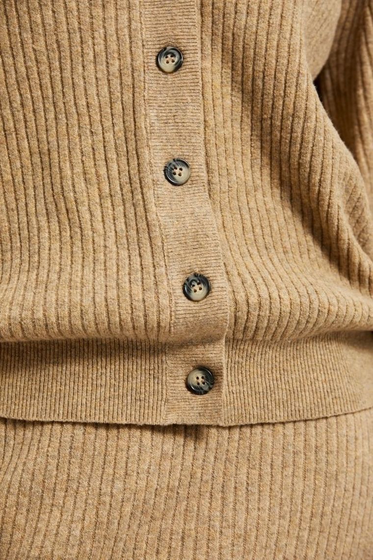 Sweter damski, rozpinany, beżowy, Moodo