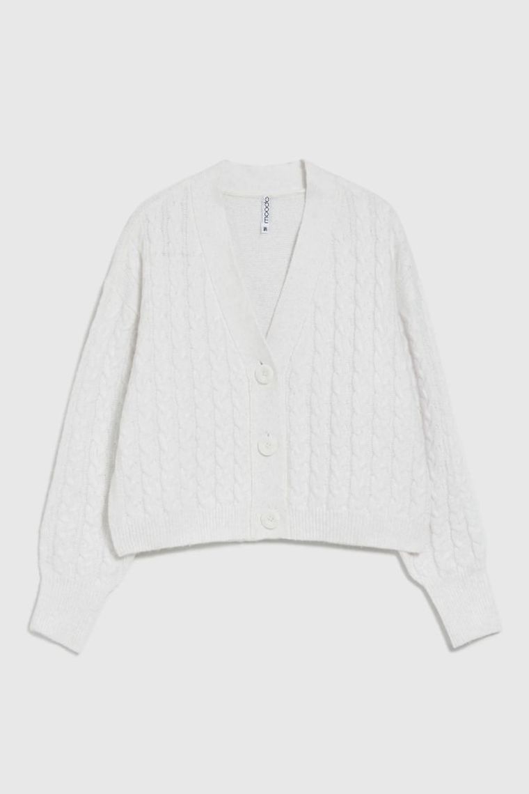 Sweter damski, rozpinany, biały, Moodo