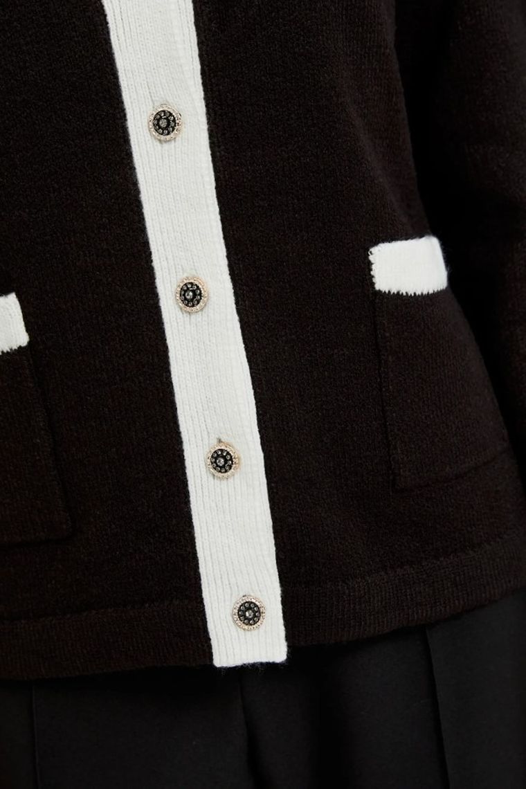 Sweter damski, rozpinany, czarny, Moodo