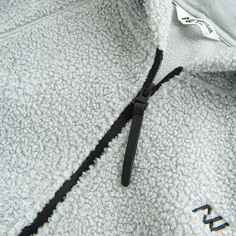 Szara bluza sherpa z kapturem oversize NOWEAR