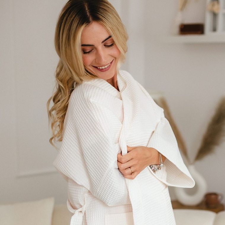 Szlafrok damski, ciążowy, ecru, Eevi