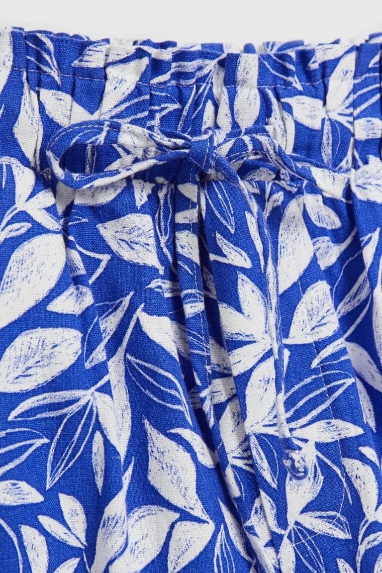 Szorty damskie z lnem, granatowe, Moodo