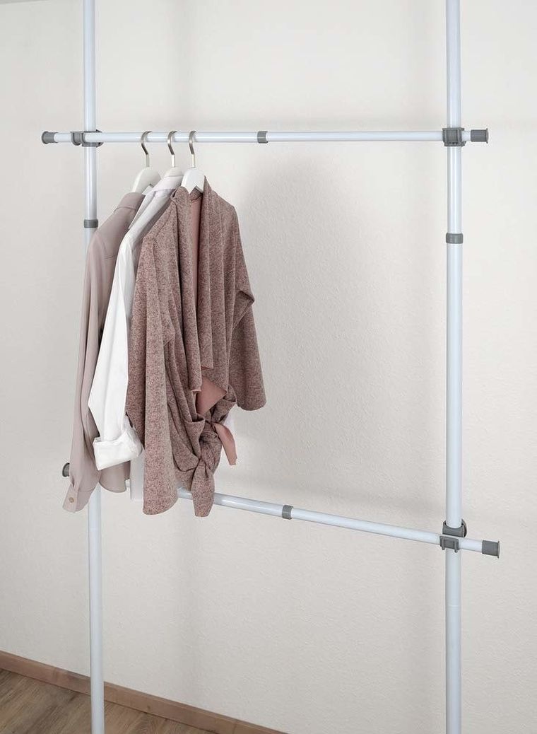 Szyna do garderoby, drążek do ubrań, Herkules 2 szt., 75-120 cm