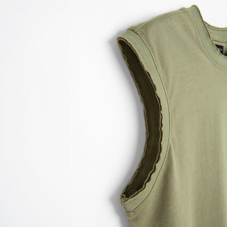 T-shirt bez rękawów khaki NOWEAR