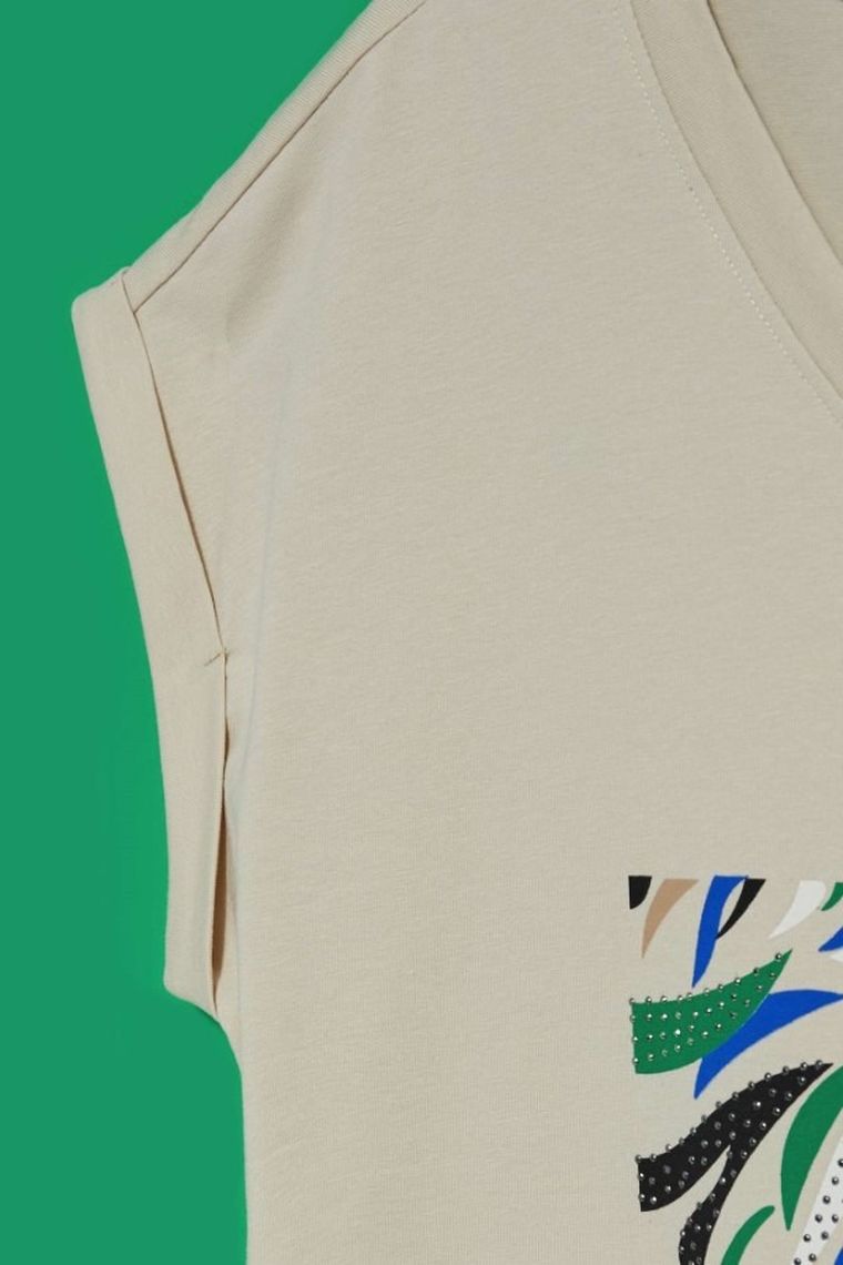 T-shirt damski, beżowy, Moodo