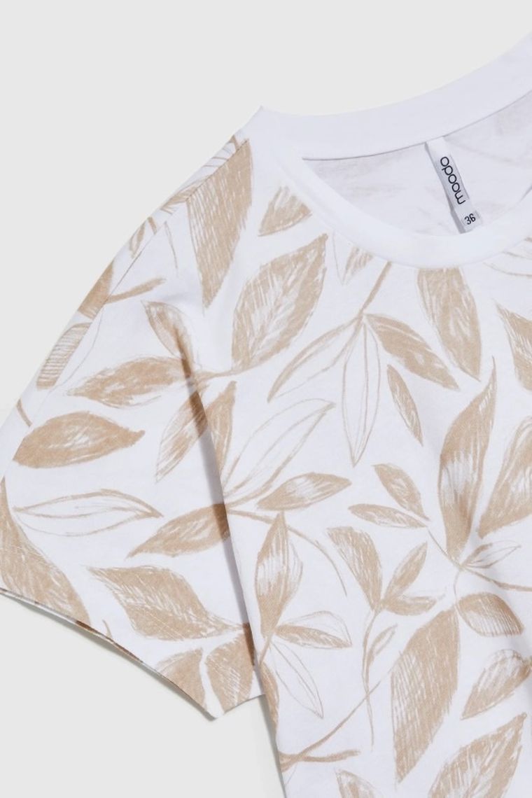 T-shirt damski, beżowy, Moodo