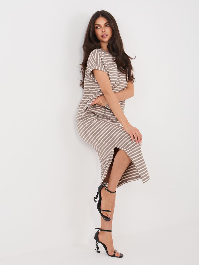 T-shirt damski, beżowy, Sublevel