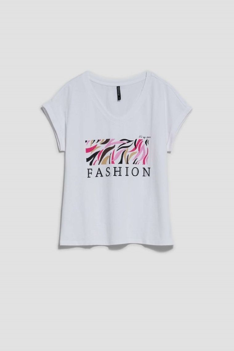 T-shirt damski, biały, Moodo