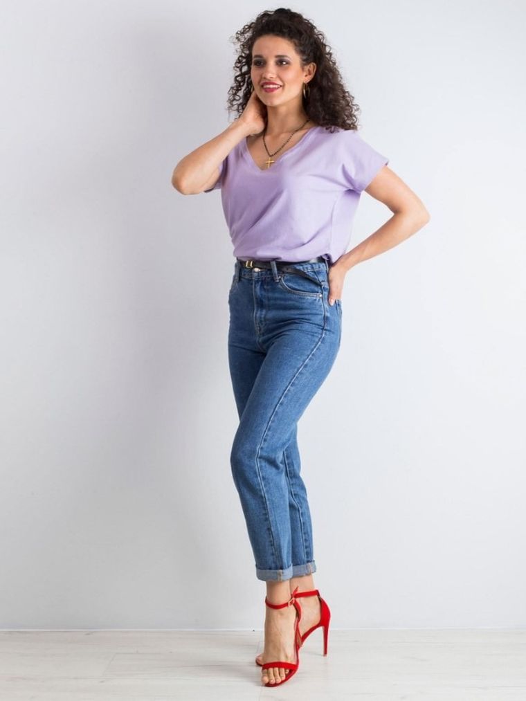 T-shirt damski, fioletowy, Basic Feel Good