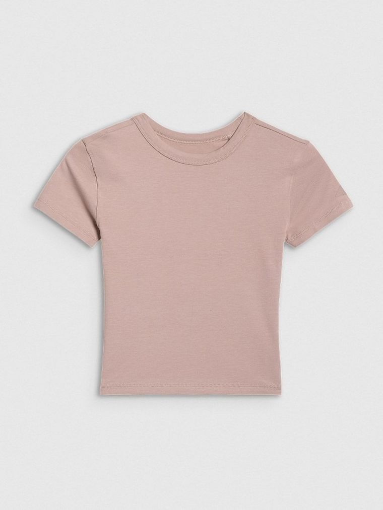 T-shirt dziewczęcy, beżowy, 4F