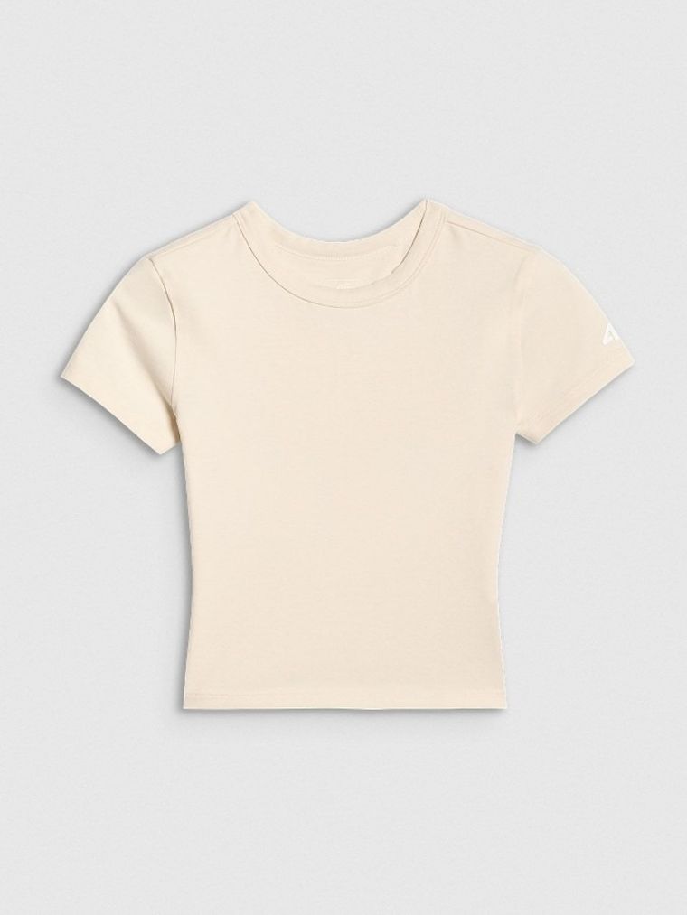 T-shirt dziewczęcy, ecru, 4F