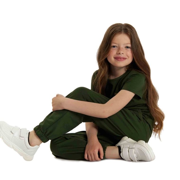 T-shirt dziewczęcy, khaki, Tup Tup