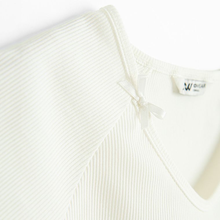 T-shirt prążkowany z domieszką modalu NOWEAR