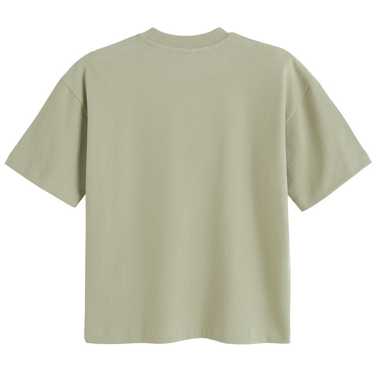 T-shirt unisex khaki oversize z bawełny czesanej NOWEAR