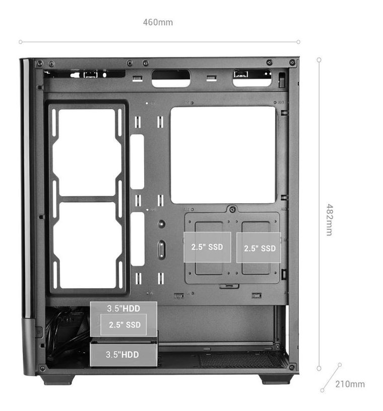 Tacens, Mars, obudowa komputerowa, MC-LCDPRO, 7.2", IPS LCD ATX