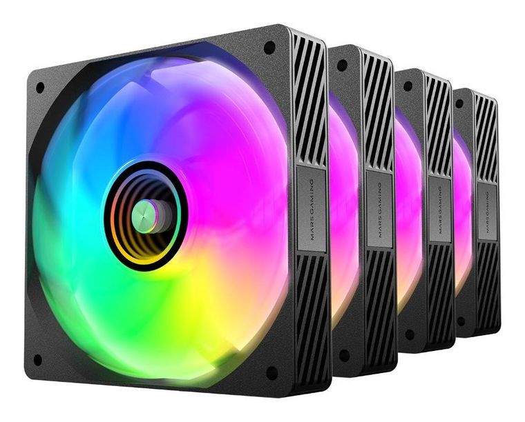 Tacens, Mars, wentylatory z hubem i pilotem, czarne, 120 mm, 4 szt.