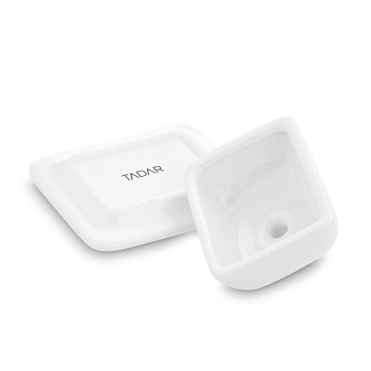 Tadar, ceramiczna maselniczka, biała, 15,8-12,6-8 cm