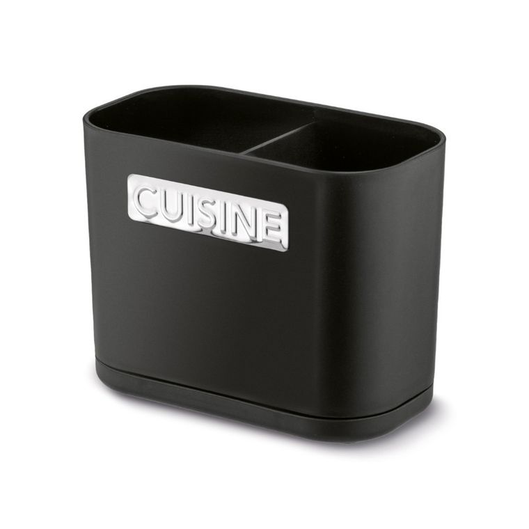 Tadar, Cuisine, ociekacz na sztućce, 2 komory, czarny, 13,5-7,5-10,8 cm