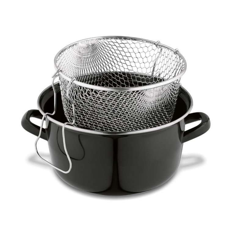 Tadar, emaliowany garnek do frytek z sitkiem, 22 cm