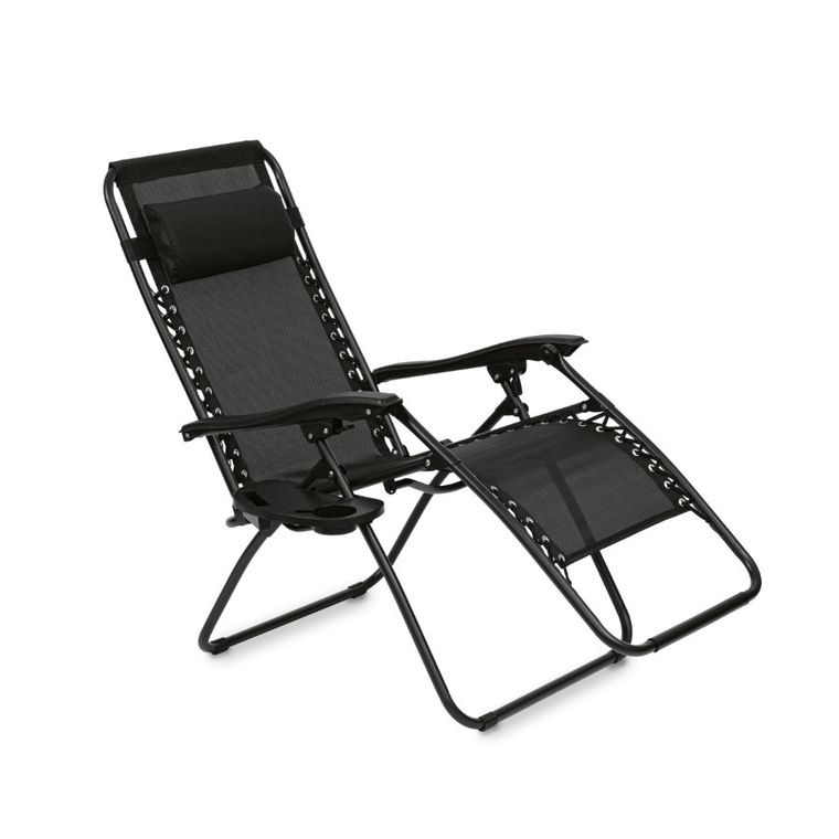 Tadar, leżak ogrodowy grawitacyjny, czarny, 66-160-110 cm