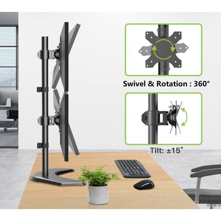 Techly, podstawa pod dwa monitory, biurkowa, pionowa, 13-27", LCD, 10 kg