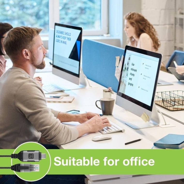 Techly, RJ45, kabel sieciowy, USB-C, 3m