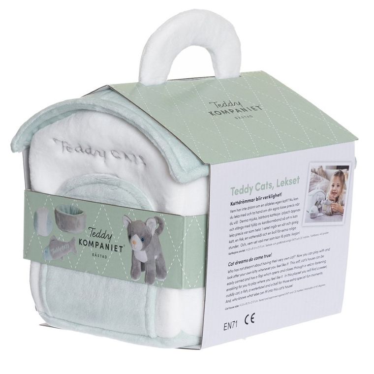 Teddykompaniet, Teddy Cats, pluszowy kotek z transporterem i akcesoriami, 19-21-23 cm