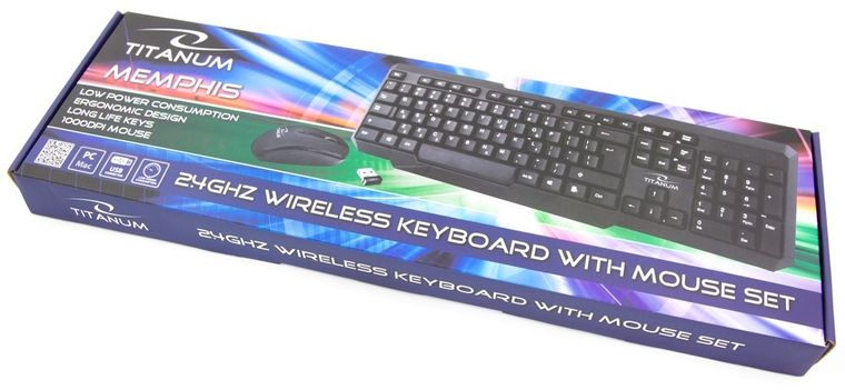 Titanum, klawiatura + mysz, Memphis, TK108 USB, US, czarny, optyczna, 1000 DPI