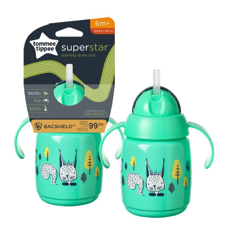 Tommee Tippee, bidon z obciążoną słomką, zielony, 300 ml