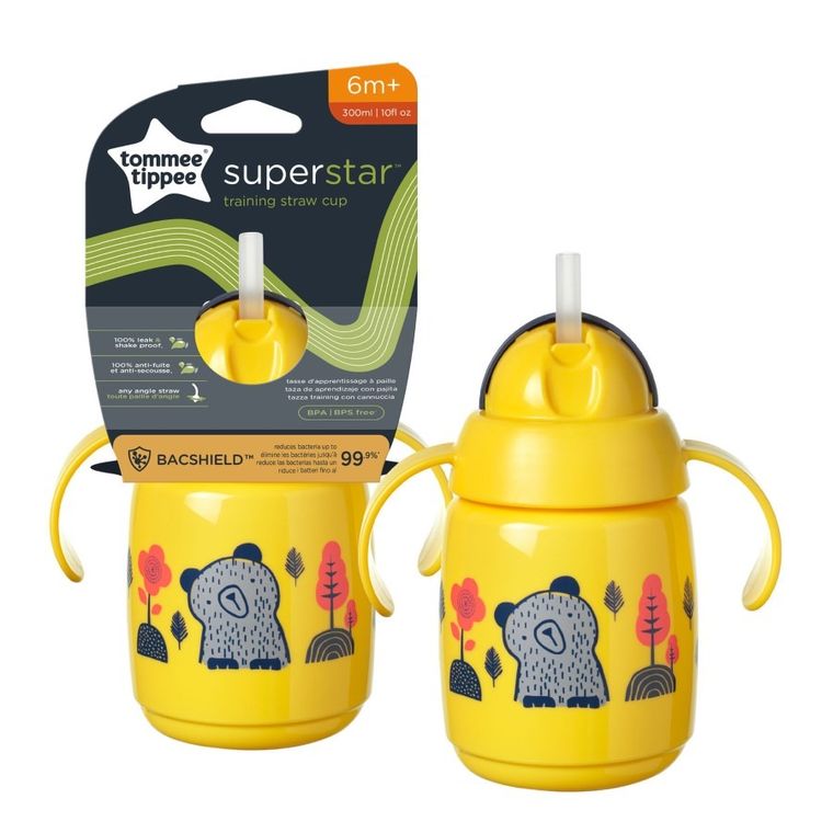 Tommee Tippee, bidon z obciążoną słomką, żółty, 300 ml