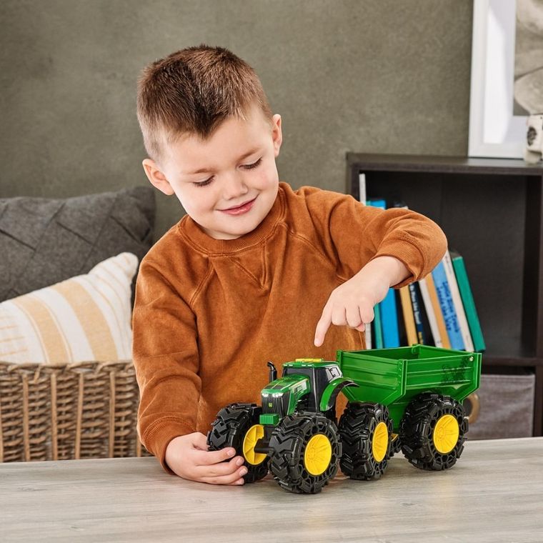 Tomy, Monster Treads, John Deere z przyczepą, pojazd