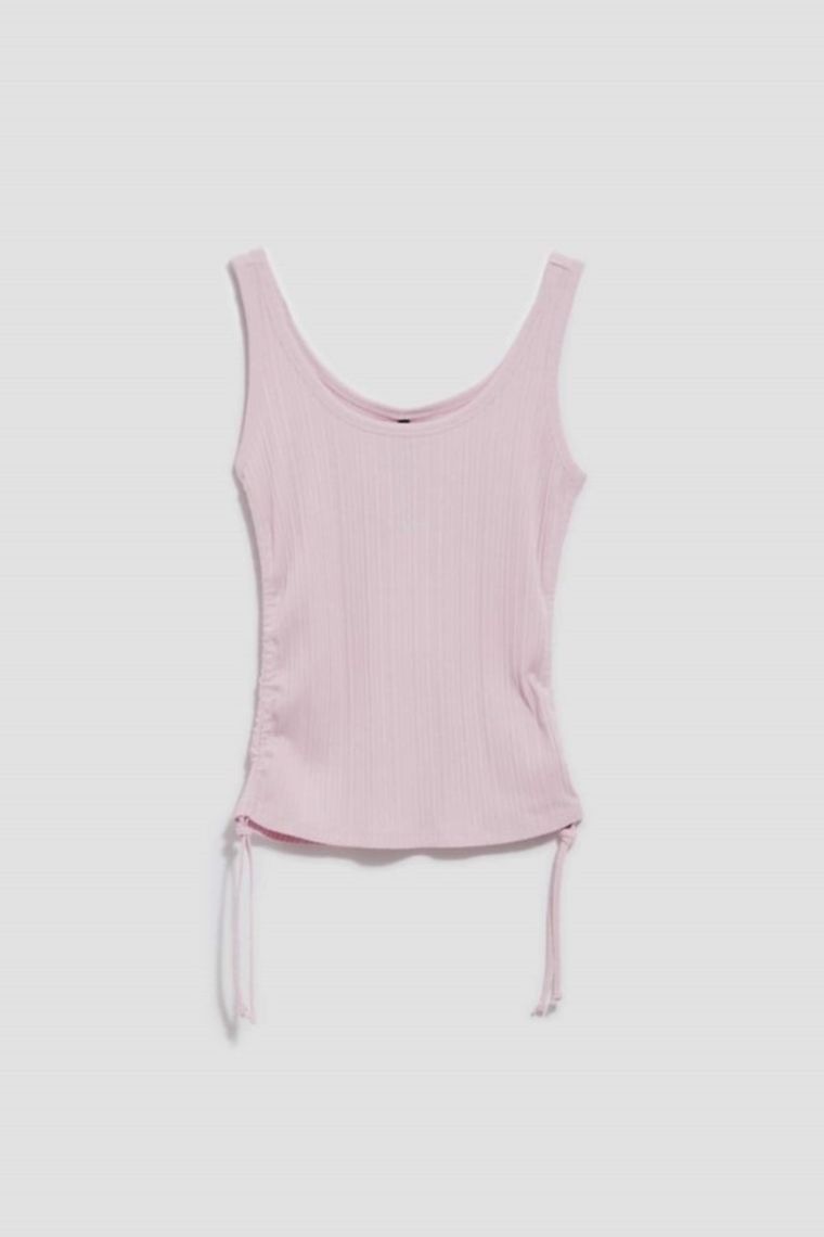 Top damski, prążkowany, jasnofioletowy, Moodo