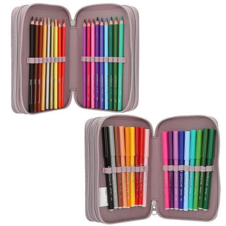 Top Model, Blooming Kitty, piórnik rozkładany, potrójny, z wyposażeniem, różowy