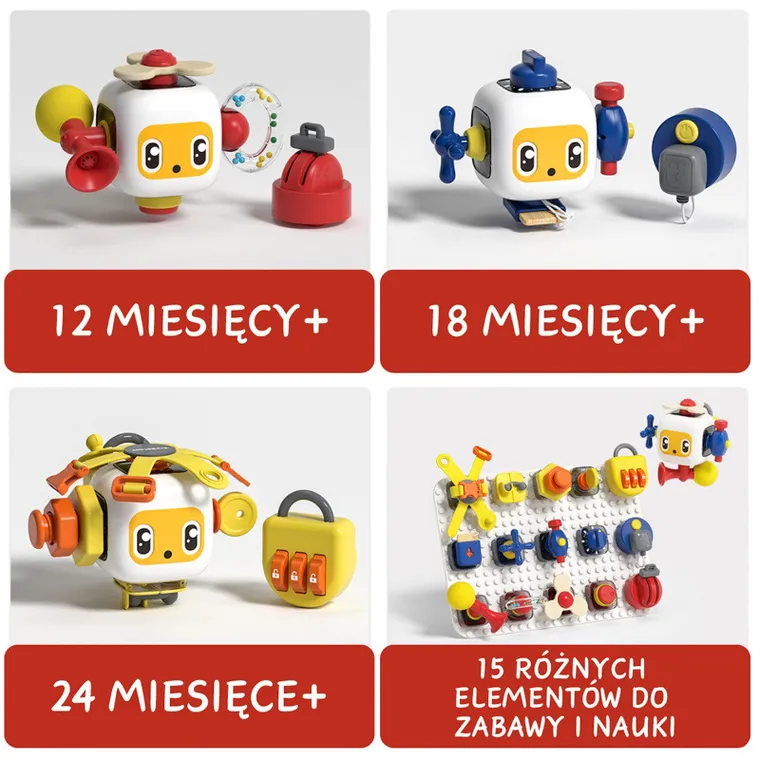 Topbright, tablica manipulacyjna z kostką i doczepianymi elementami, zabawka interaktywna