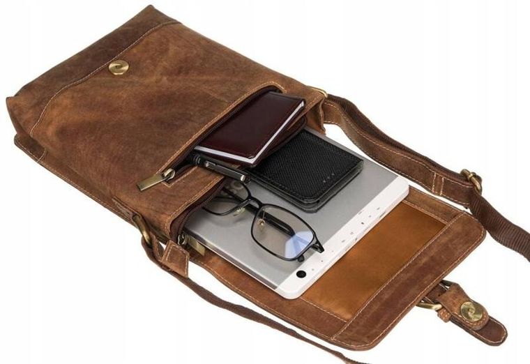 Torba listonoszka, brązowa, skórzana, Always Wild